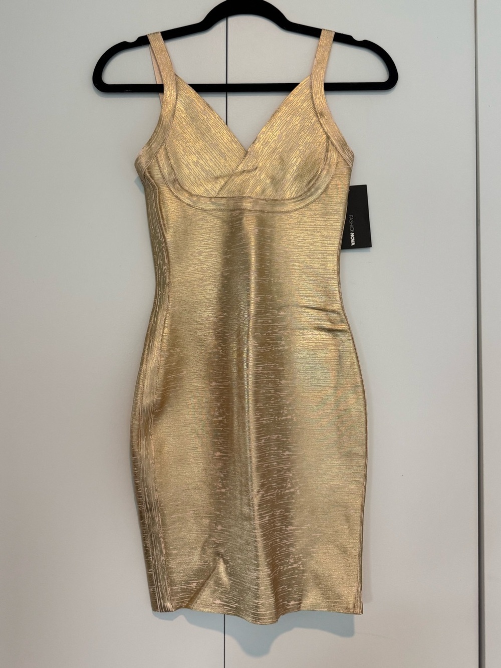 Fashion Nova Metallic Soul Mini Dress in Gold